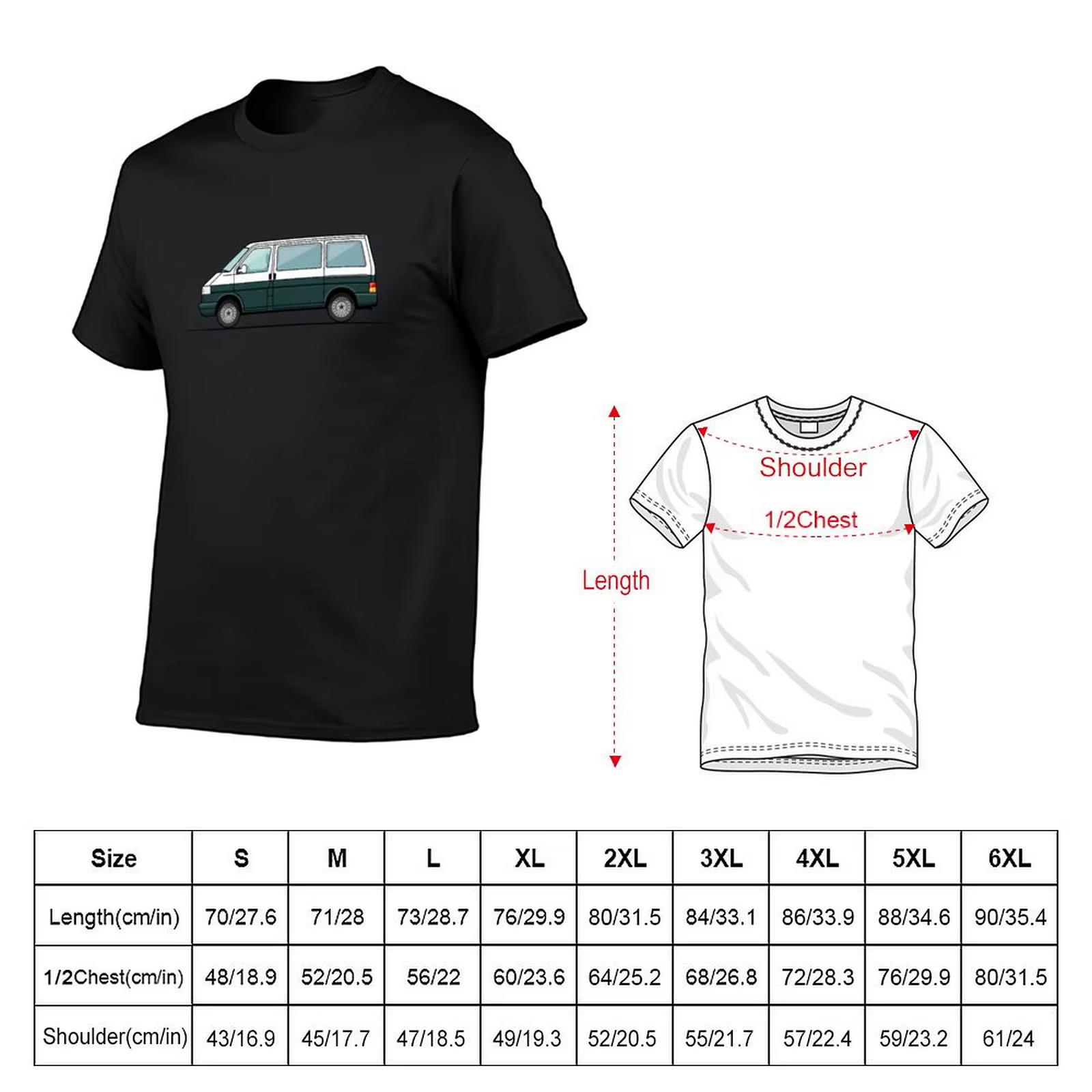 T-Shirt T4 Bus Blanc/Vert pour Homme, Vêtement Humoristique