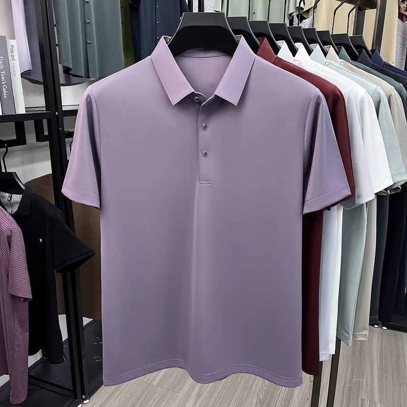 Polo en soie de mûrier pour hommes