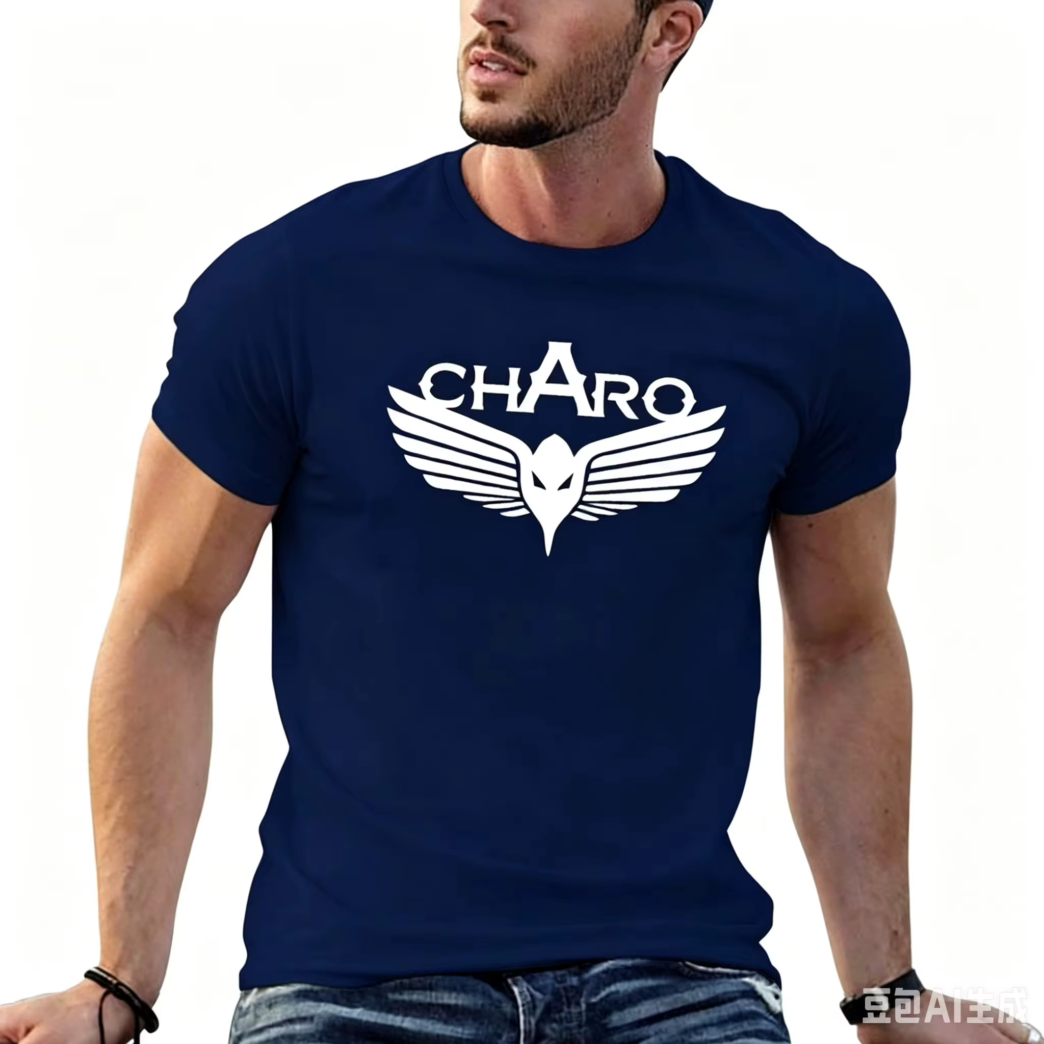 T-shirt unisexe en coton à manches courtes avec logo Charo Niska Wing