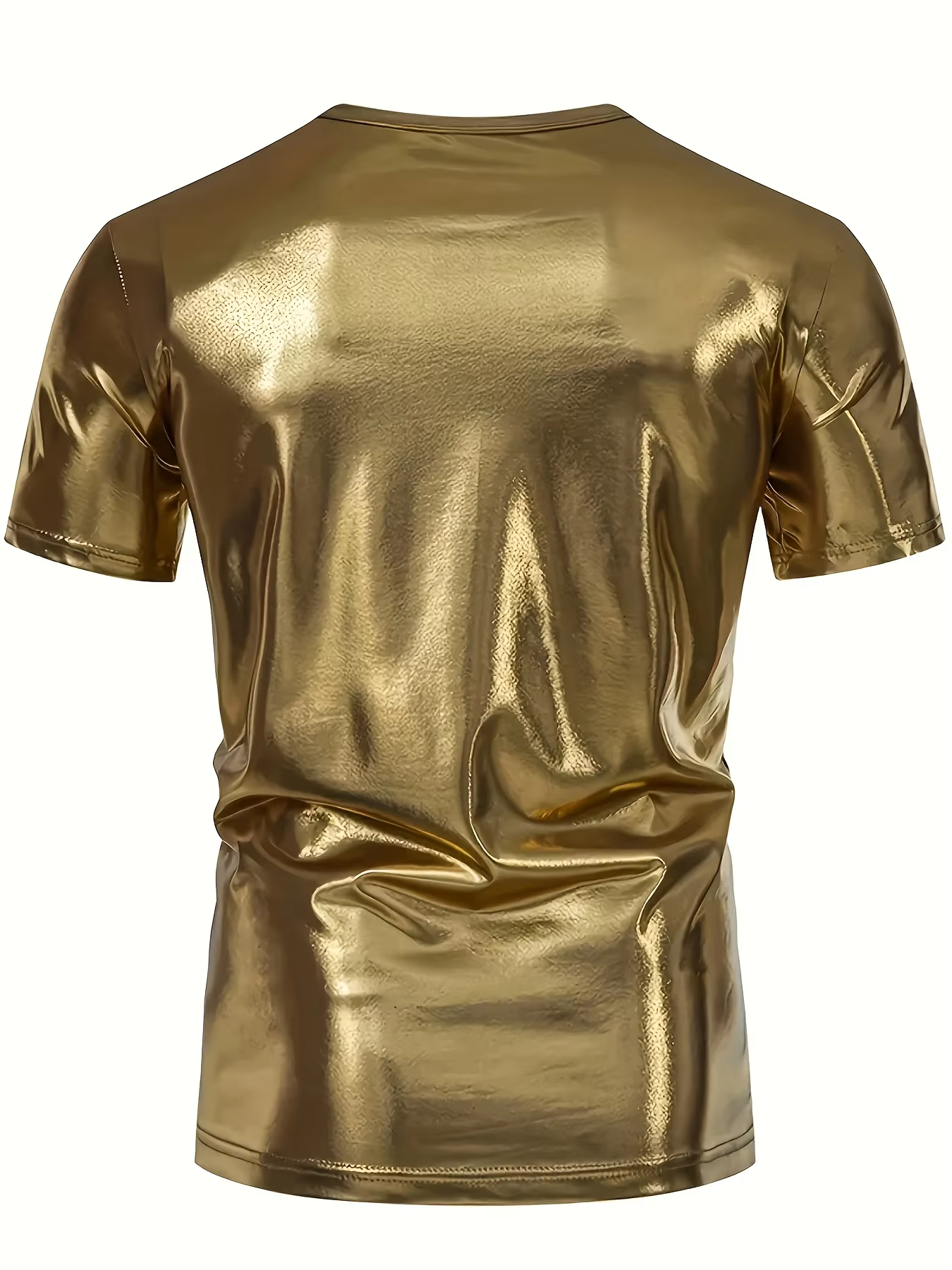 T-shirt à manches courtes brillant doré pour homme