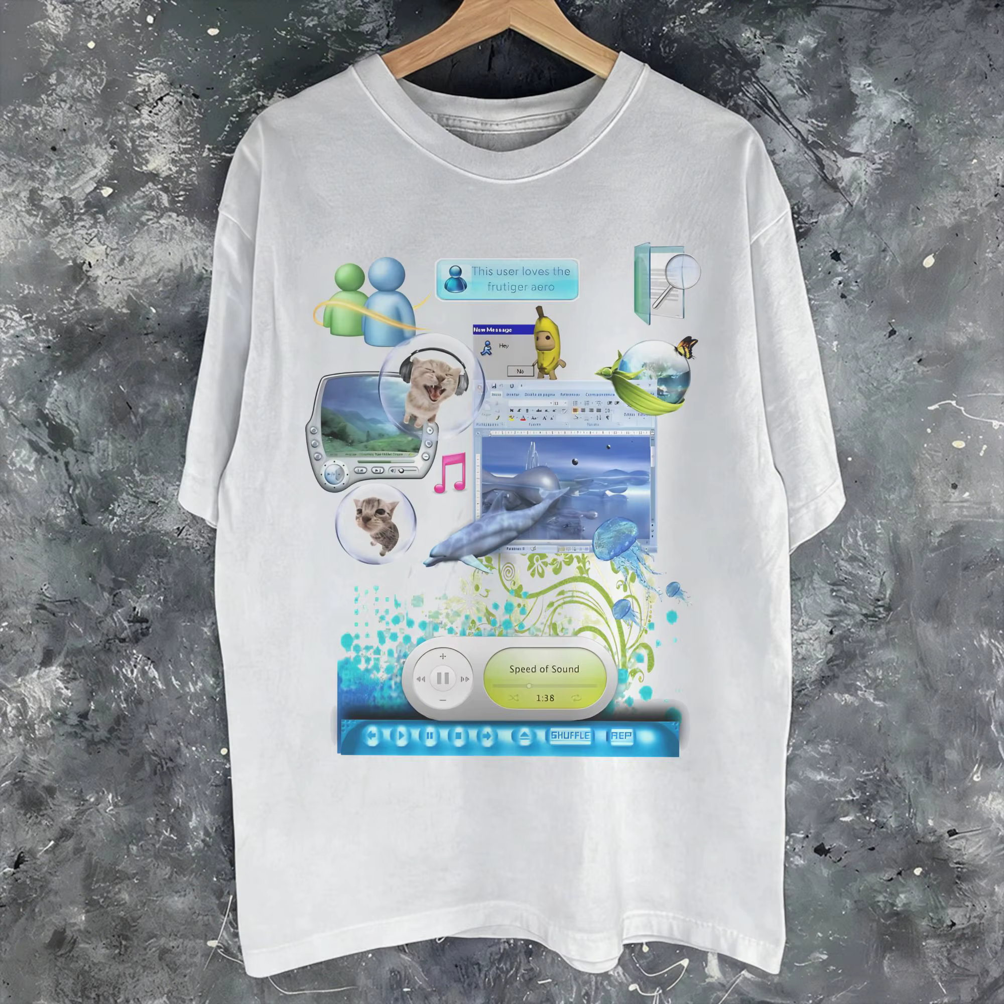 T-shirt imprimé Frutiger Aero World Vaporwave pour hommes et femmes, 100% coton, vêtements à manches courtes