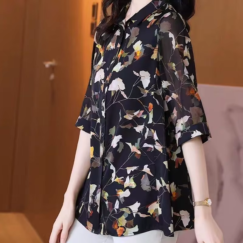 Chemise à manches longues à col polo pour femmes
