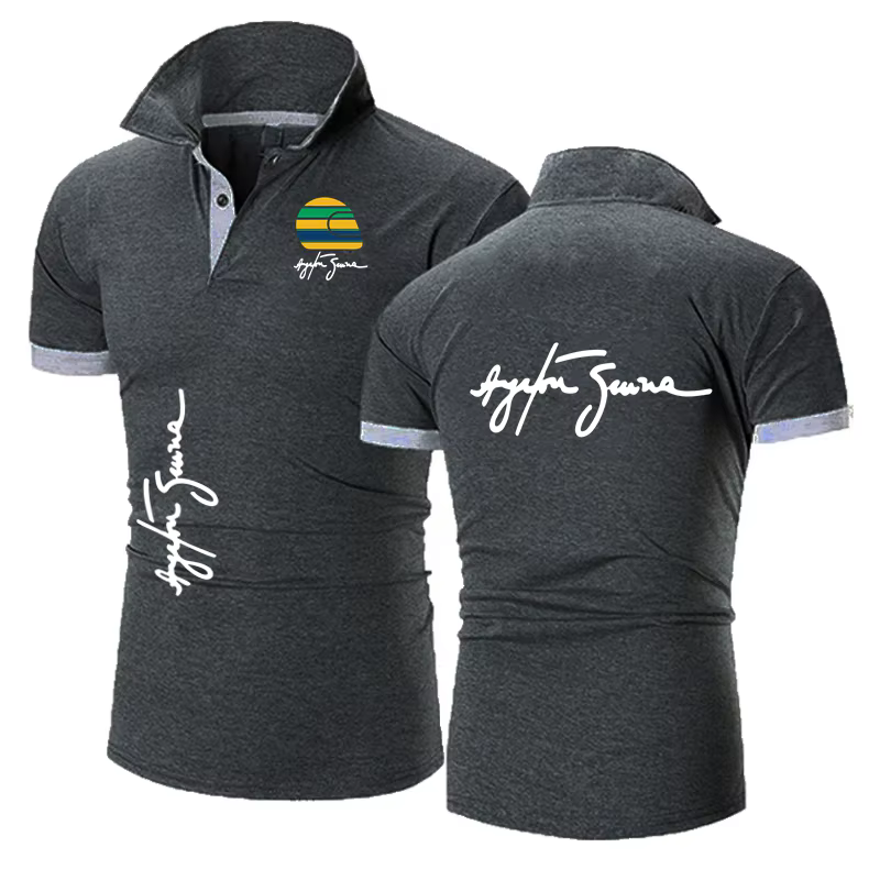 Polo de voiture Racing Ayrton Senna Hall of Fame pour hommes col rond pur F1 polos à manches courtes