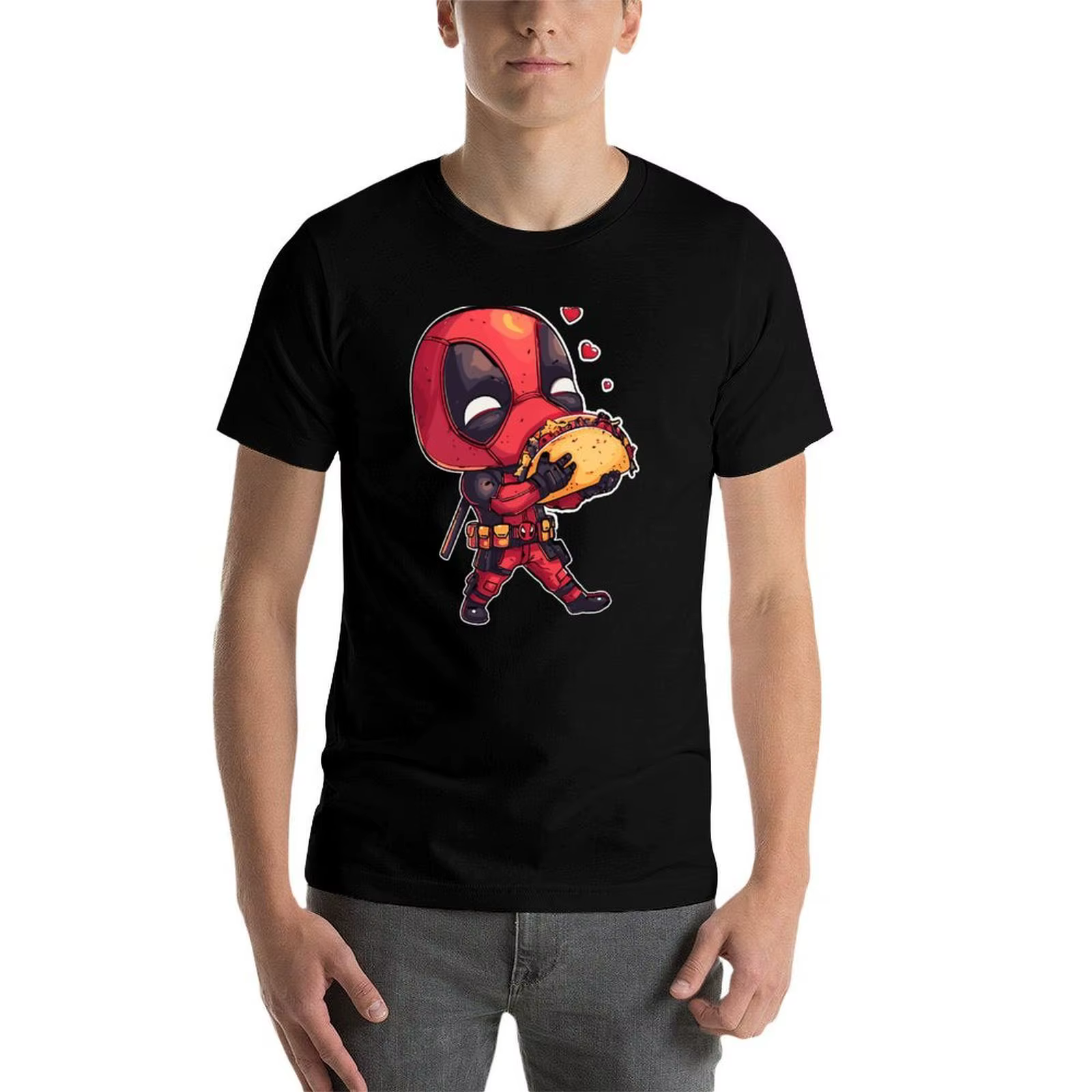 Food Love Chibi D Pool Chimichangas Valentine T-Shirt t-shirts pour homme coton
