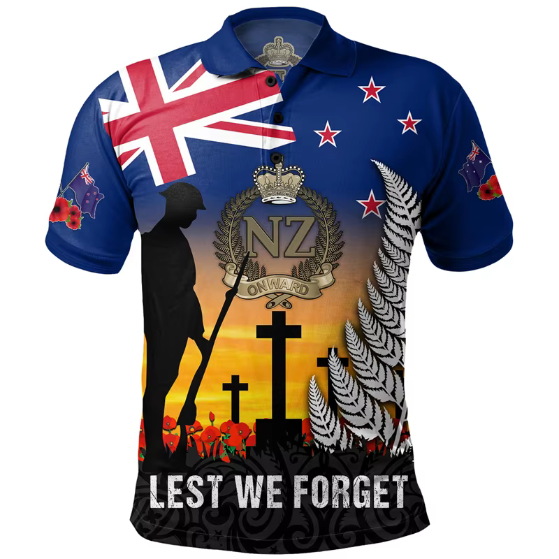 Anzac Day Polo pour hommes Lest We Forget revers manches courtes chemises de Golf australie nouvelle-zélande Tonga fête nationale haut tendance