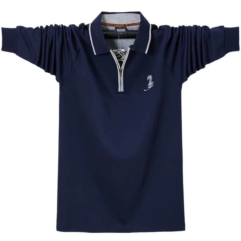 Polo brodé à manches longues pour homme