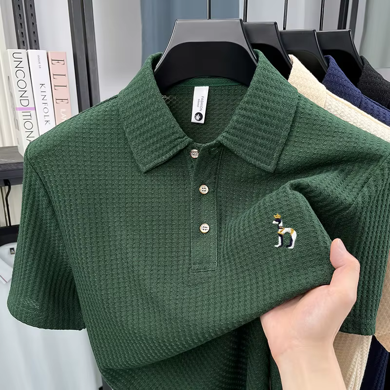 Nouveau Polo Homme Designer Brodé Décontracté Couleur Unie Manches Courtes avec Col Revers T-shirt Tendance Vêtements Décontractés pour Hommes