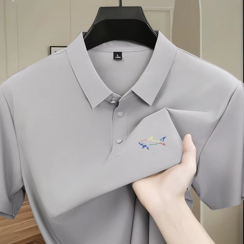 Polo homme à manches courtes, design imprimé tendance, haut d'été, nouveau, frais et respirant, couleur unie, décontracté, t-shirt en soie glacée