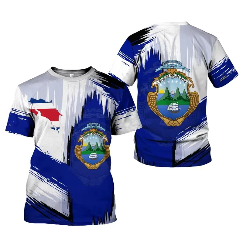 T-shirt personnalisé avec emblème national du Costa Rica pour hommes