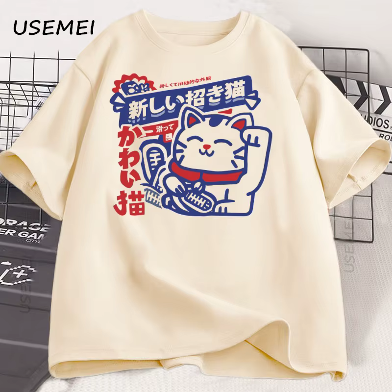Kawaii Anime chat imprimé T-Shirt Style japonais coton