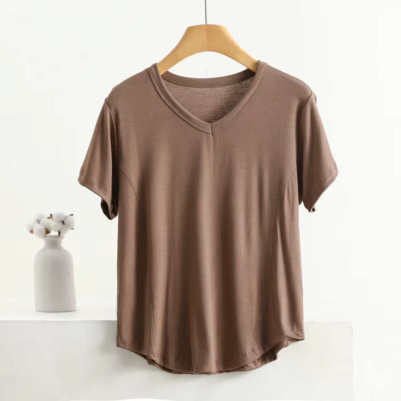 T-shirt manches courtes col V femme