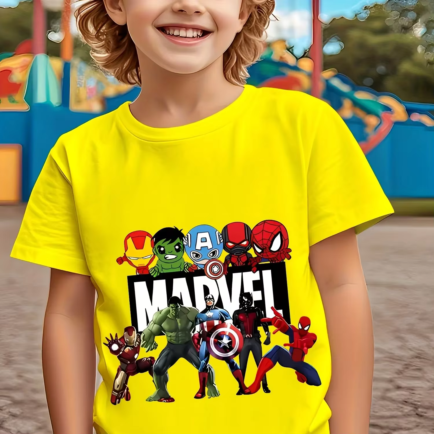 Marvel Avengers T-shirt d'été pour garçons et filles de 3 à 12 ans