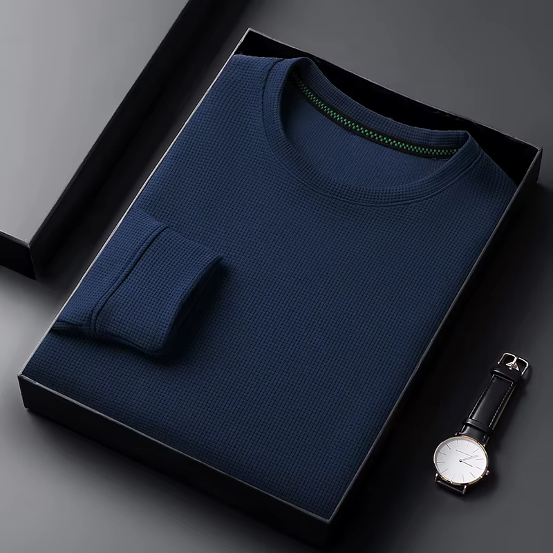 T-shirt décontracté pour homme à col rond en tissu gaufré