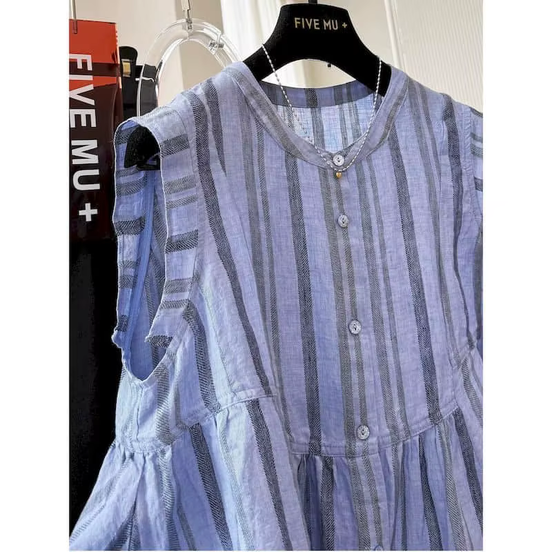 Débardeurs fins rayés amples décontractés style coréen T-shirts sans manches anti-âge Vêtements femme Soldes été 2026