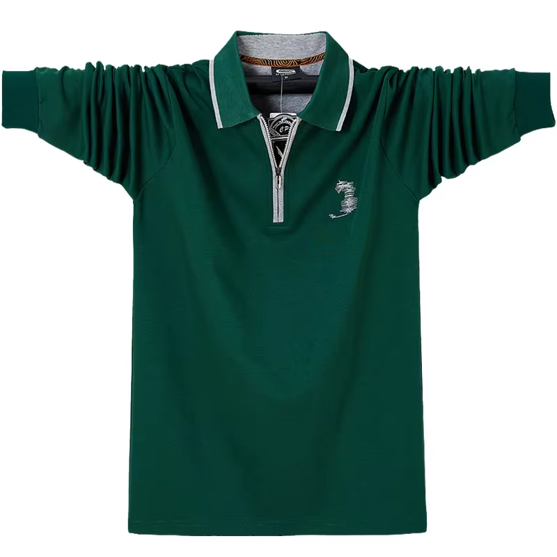 Polo brodé à manches longues pour homme