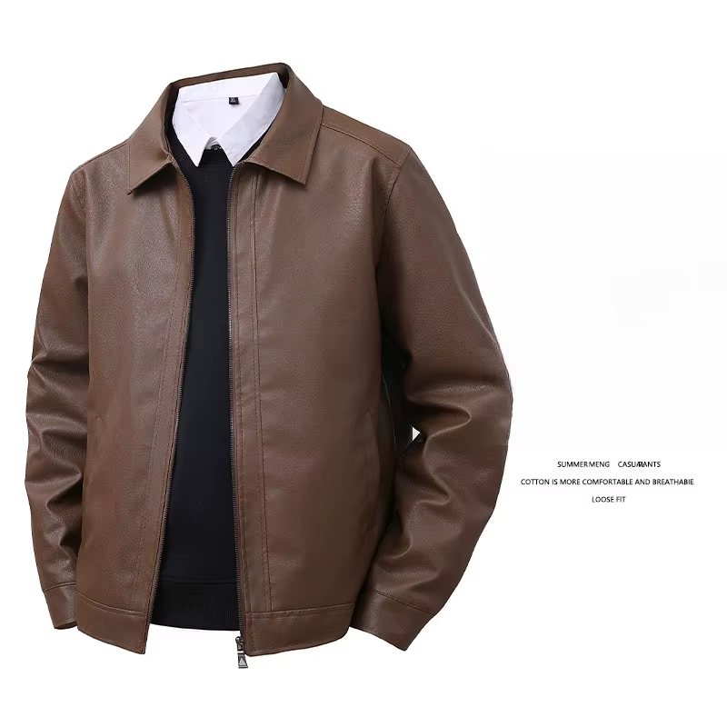 Veste en cuir coupe ample : confortable
