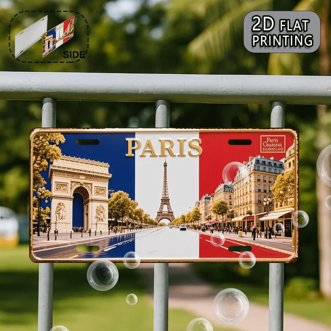 Impression, plaque d'immatriculation en aluminium en métal Vintage de Paris
