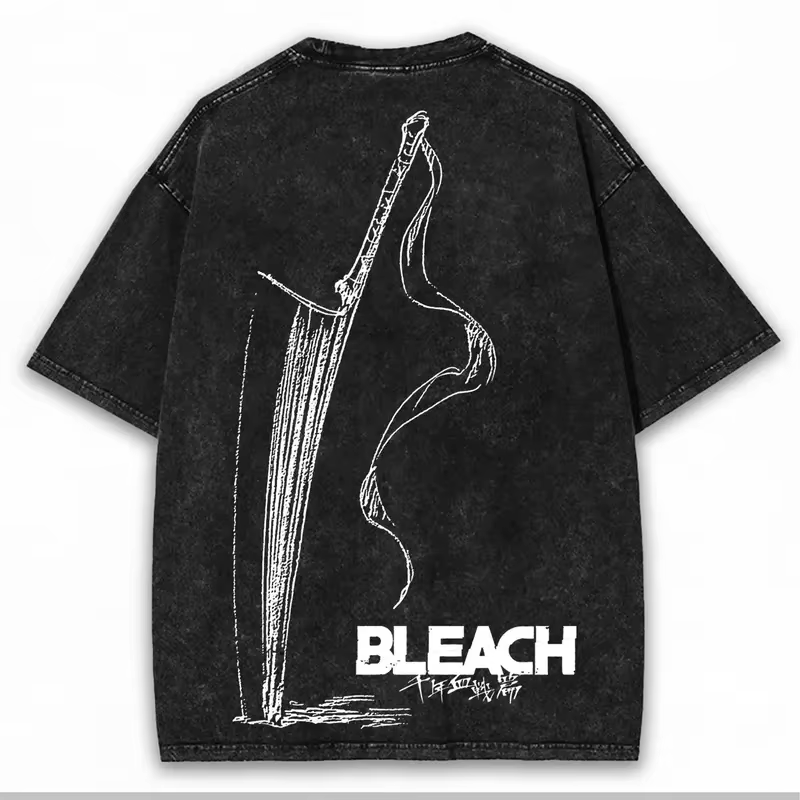 2025 Japon Zangetsu T-shirt graphique BLEACH Anime Vintage lavé surdimensionné