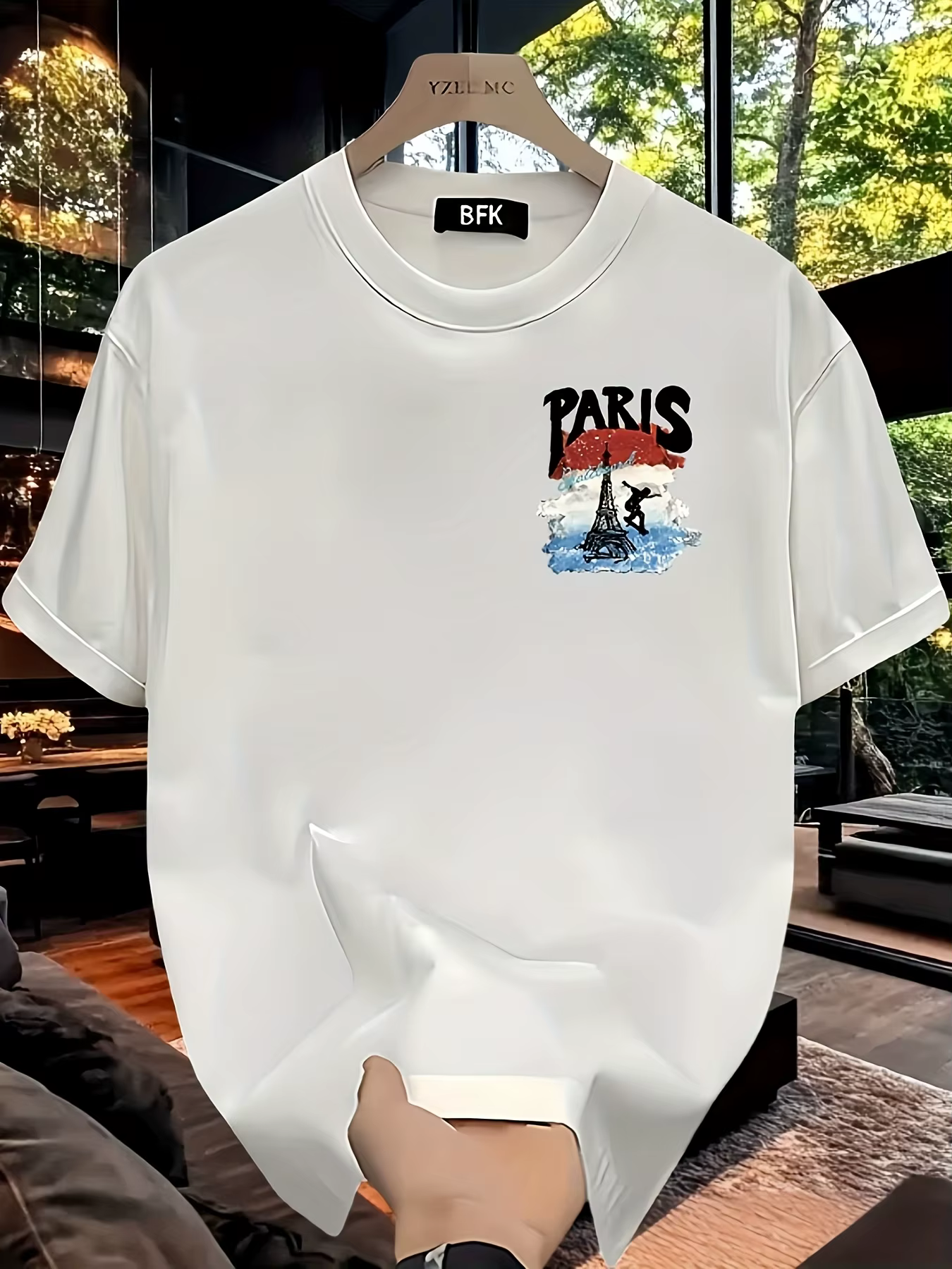 T-shirt pour homme en coton 100% doux de qualité supérieure avec imprimé aquarelle de la tour Eiffel de Paris