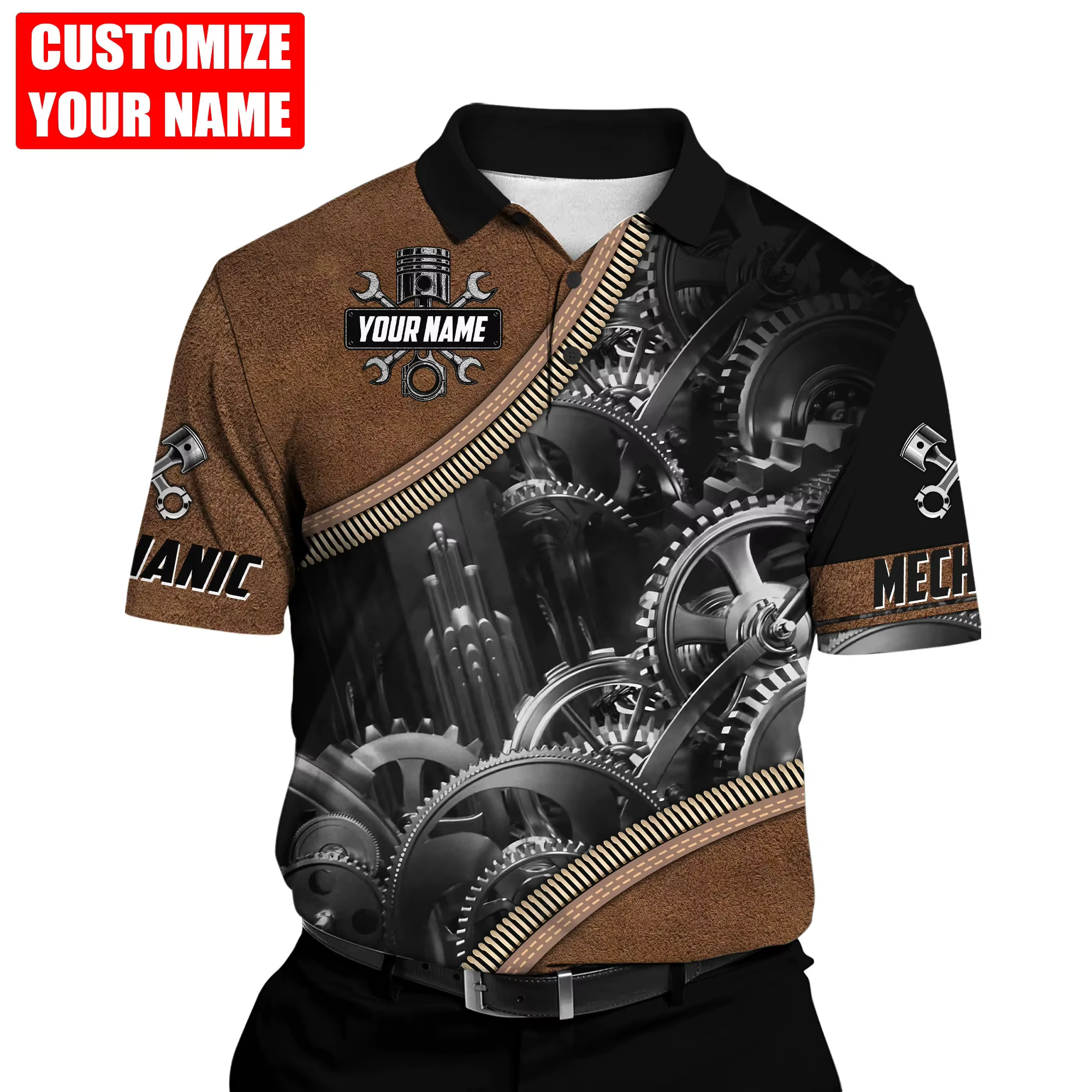 Polo à Manches Courtes avec Nom Personnalisé pour Homme