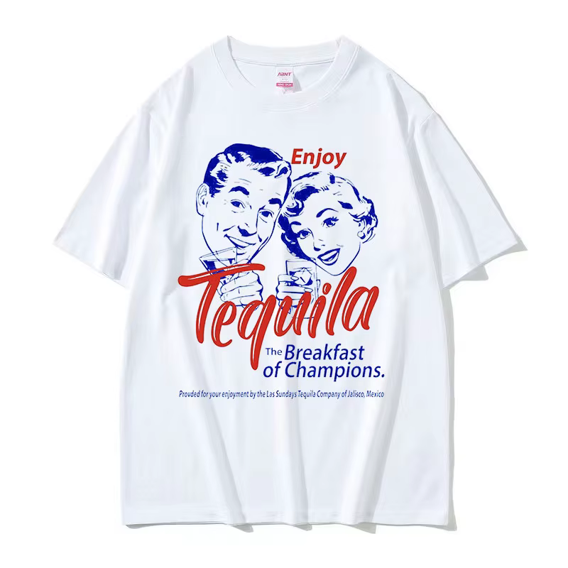 Profitez de Tequila le petit déjeuner des champions drôle Meme t-shirts hommes femmes décontracté mode haute qualité surdimensionné T-shirt streetwear