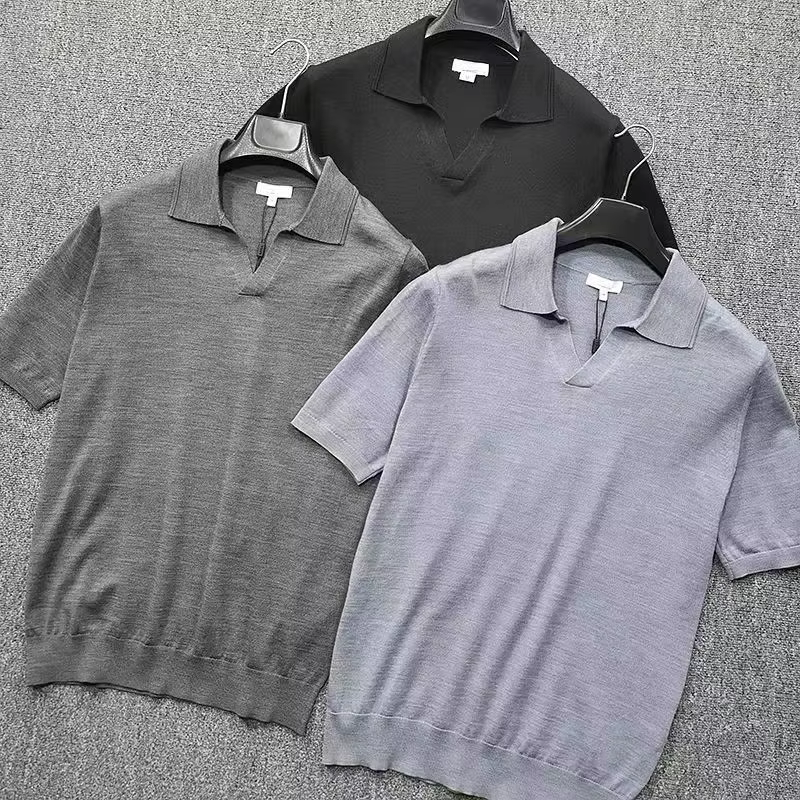 Polo à manches courtes à col en V pour hommes