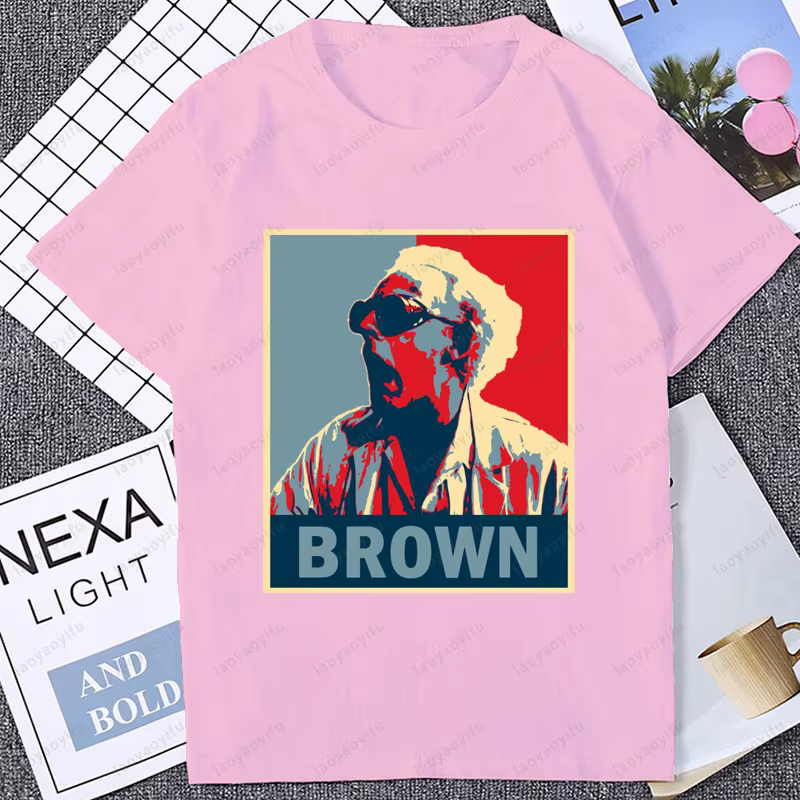 Retour vers le futur classiques marron T-shirt à manches courtes décontracté mode coton