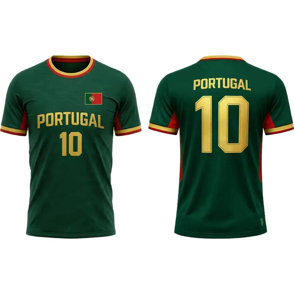 T-shirt de football du Portugal, édition couleur, impression 3D, respirant, séchage rapide, style familial pour enfants et adultes, entraînement en plein air, sport, fitness