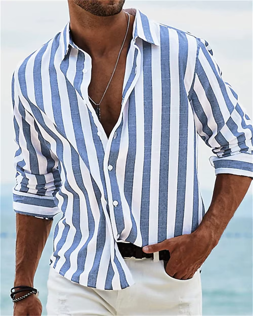 Chemise imprimée à manches longues pour hommes