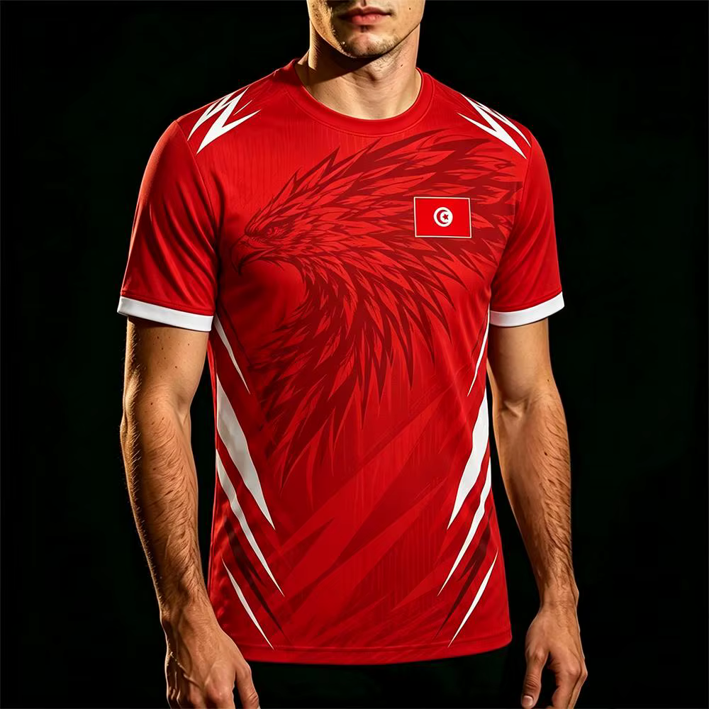 Maillot de sport à imprimé drapeau tunisien pour hommes et femmes