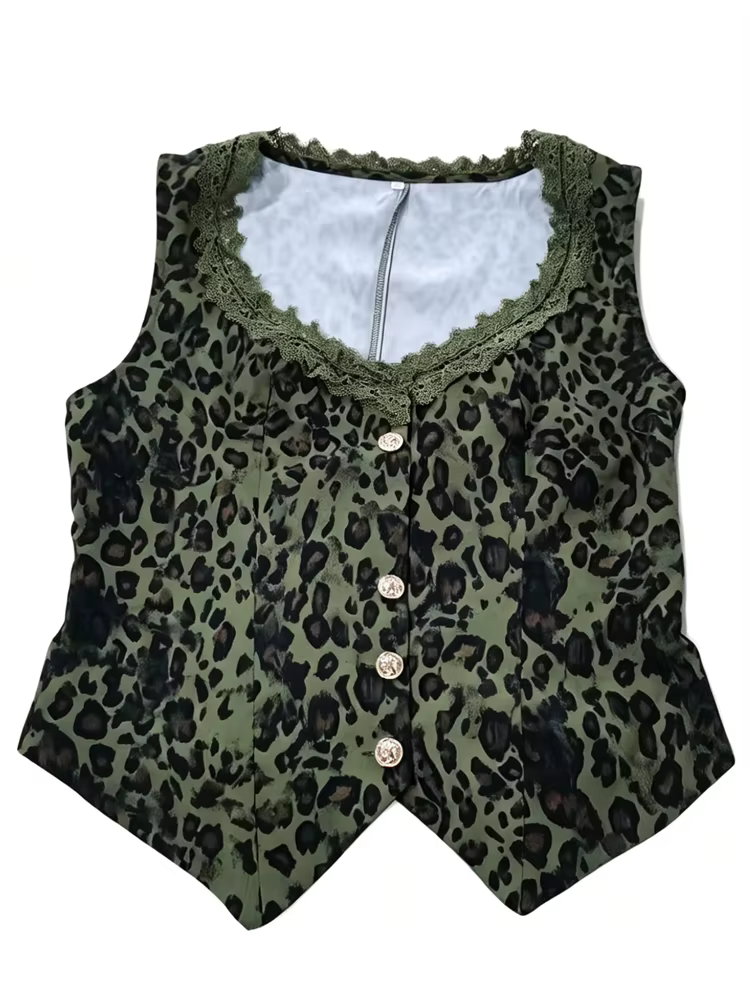 Gilet imprimé léopard pour femme