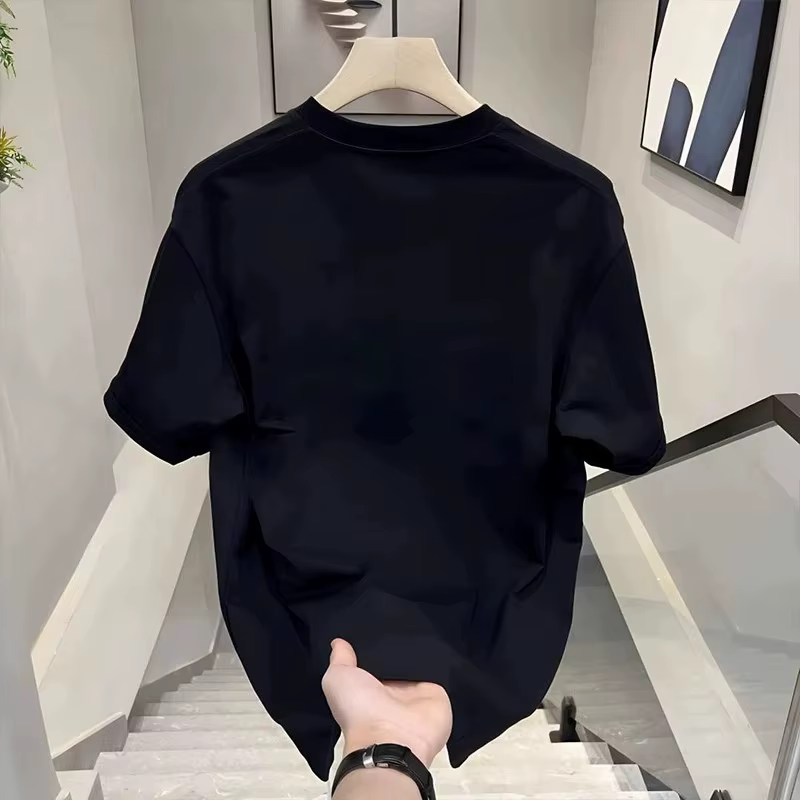T-shirts en coton ajustés noirs pour hommes