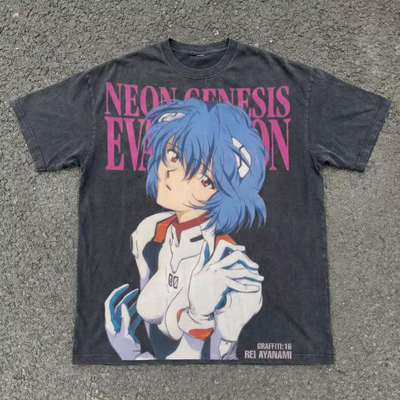 T-shirt imprimé Neon Genesis Evangelion Anime Ayanami pour hommes et femmes