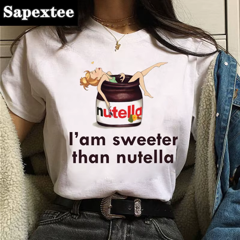 T-shirt imprimé Nutella Kawaii pour femme