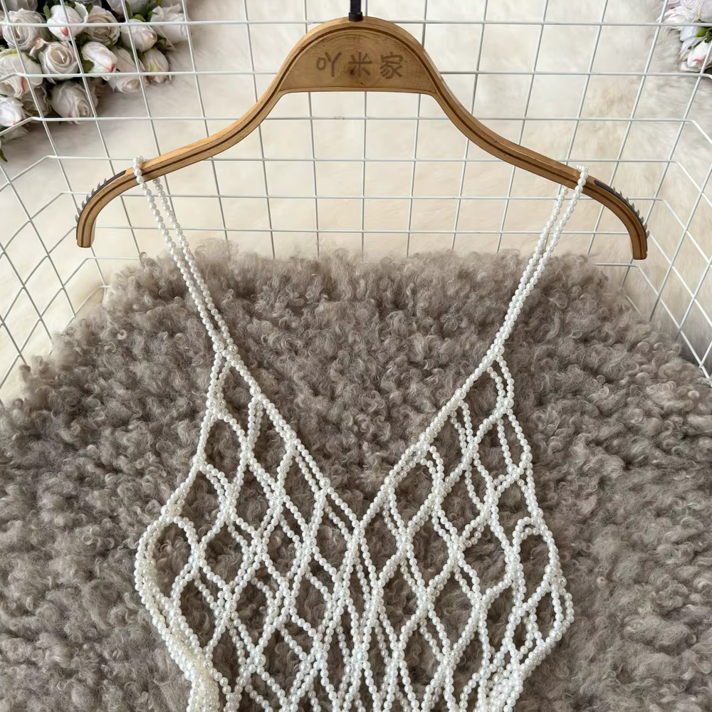 Camisole évidée en perles pour femmes
