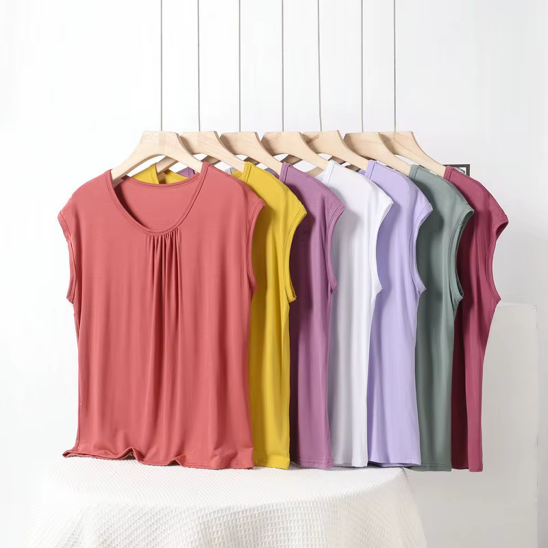 T-shirt sans manches pour femme, couleur unie, grande taille XL à 8XL
