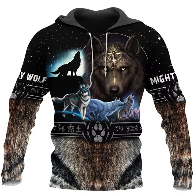 3D loup sweat à capuche pour homme