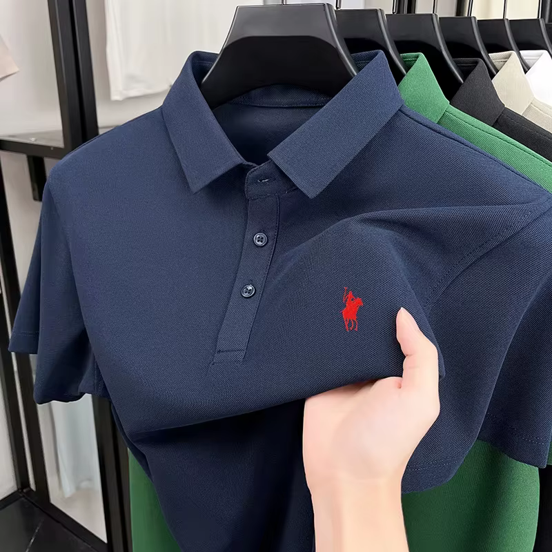 Polo Homme 100% Polyester Luxe Broderie Poney Manches Courtes Mode Été 2026 Respirant Golf Décontracté Affaires Hauts