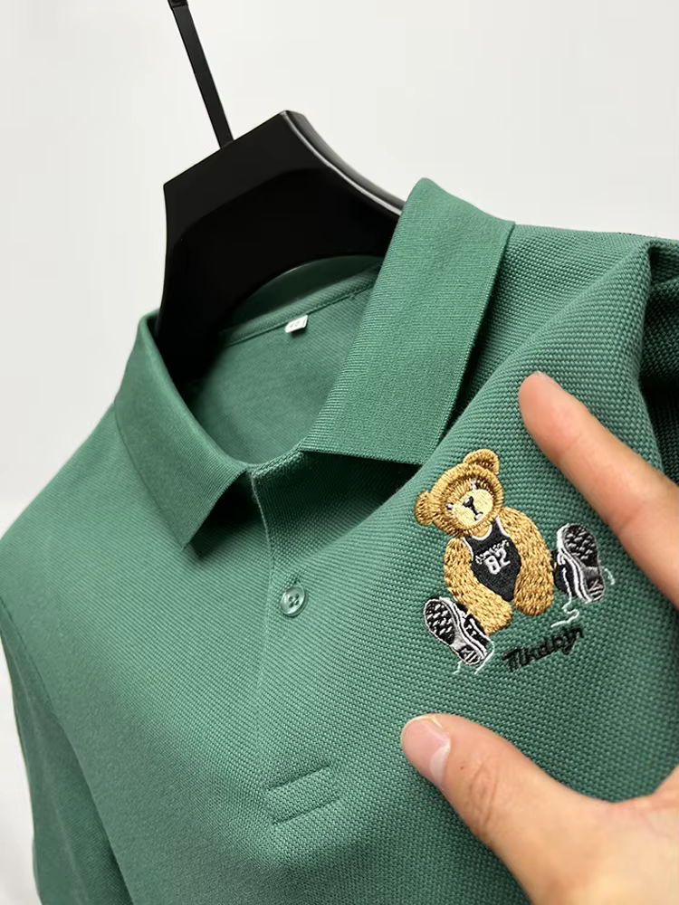 Polo brodé ours à revers pour hommes