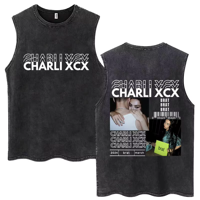 Charli Xcx Brat Album lavage débardeurs 365 fête fille hommes femmes Style rétro sans manches t-shirts coton décontracté surdimensionné Streetwear