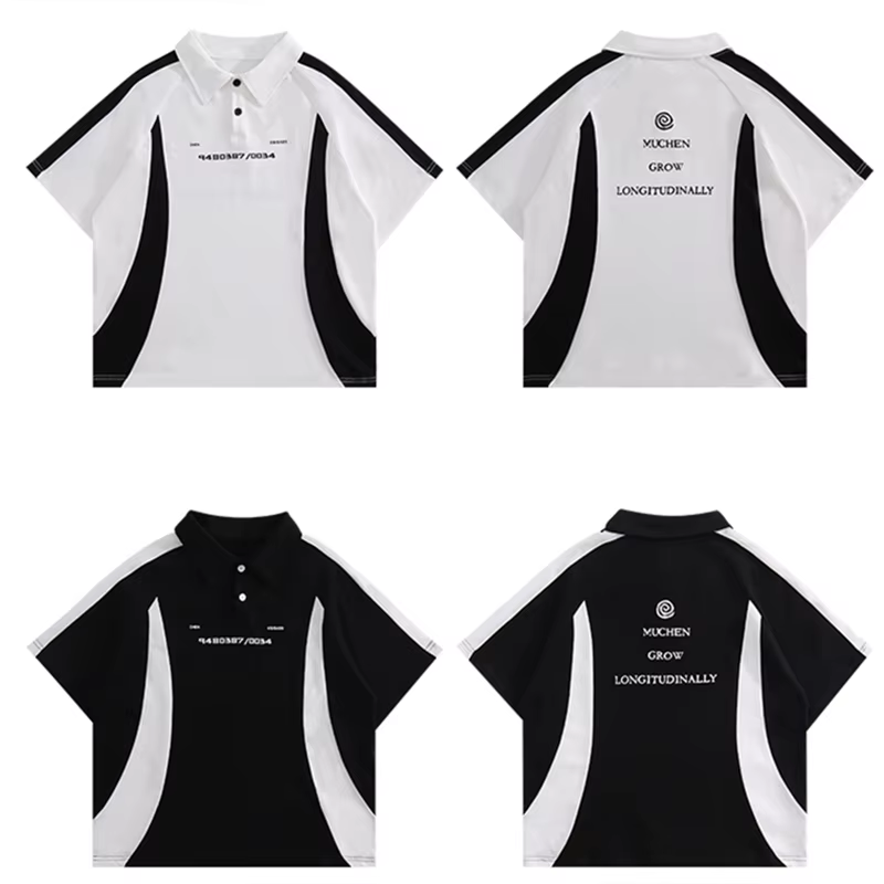 Mode enfants couleur contraste à manches courtes Polo pour garçons décontracté couleur bloc Poloshirt enfants été coton Polo t-shirt