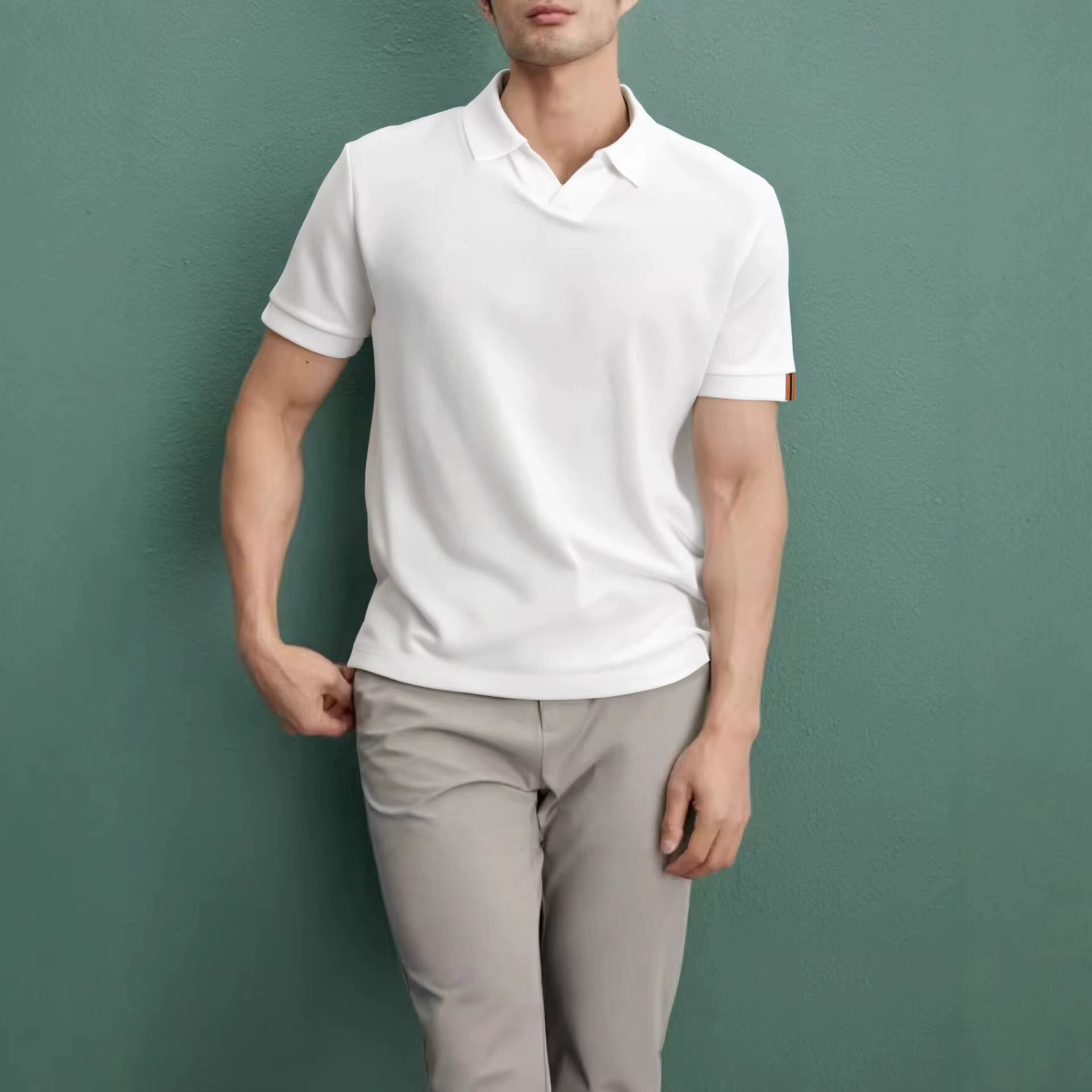 Polo à manches courtes Seagull Neck pour homme