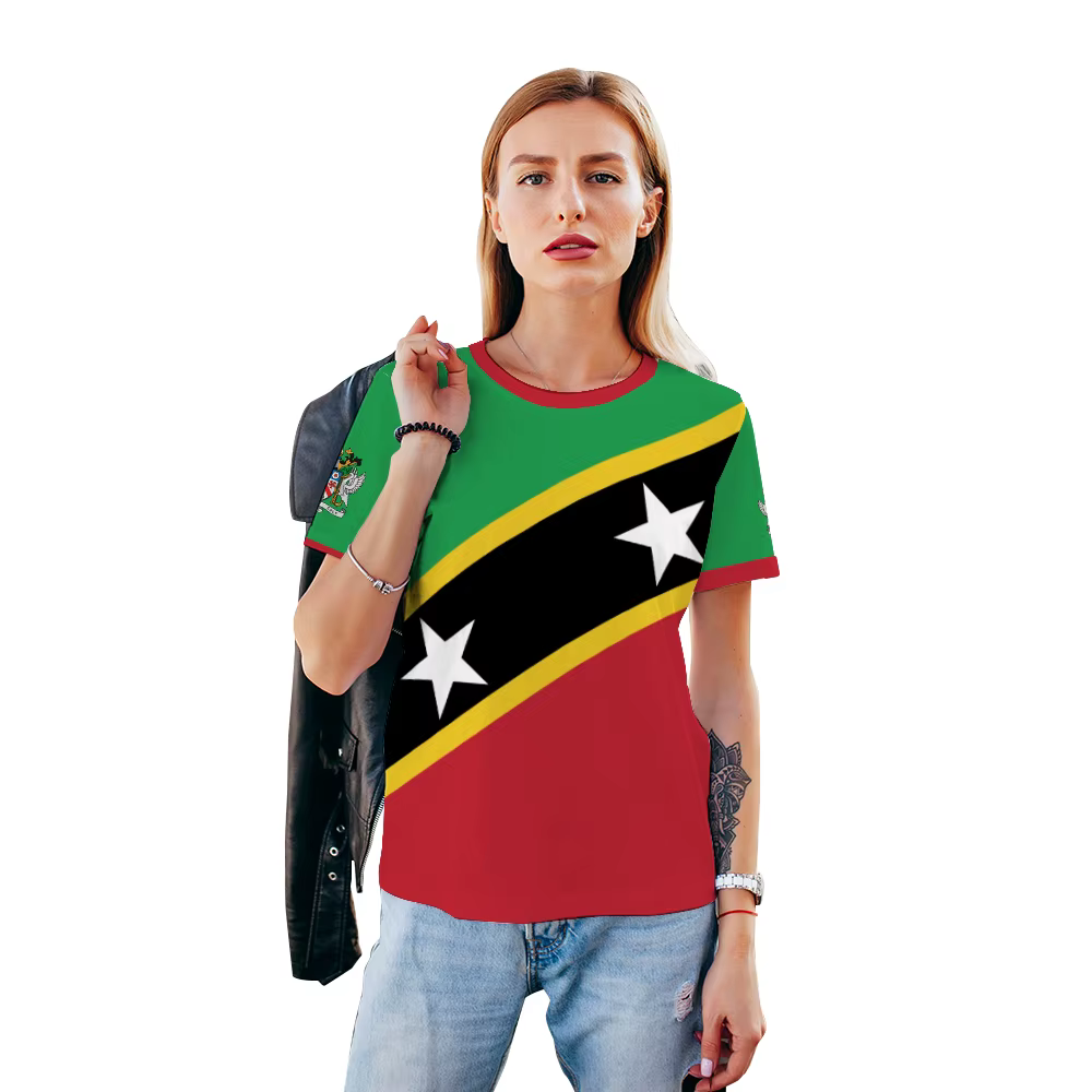 Saint Kitts et Nevis maillot de Football T-shirt mode drapeau Badge graphique t-shirts hommes et femmes sport à manches courtes uniforme de Football