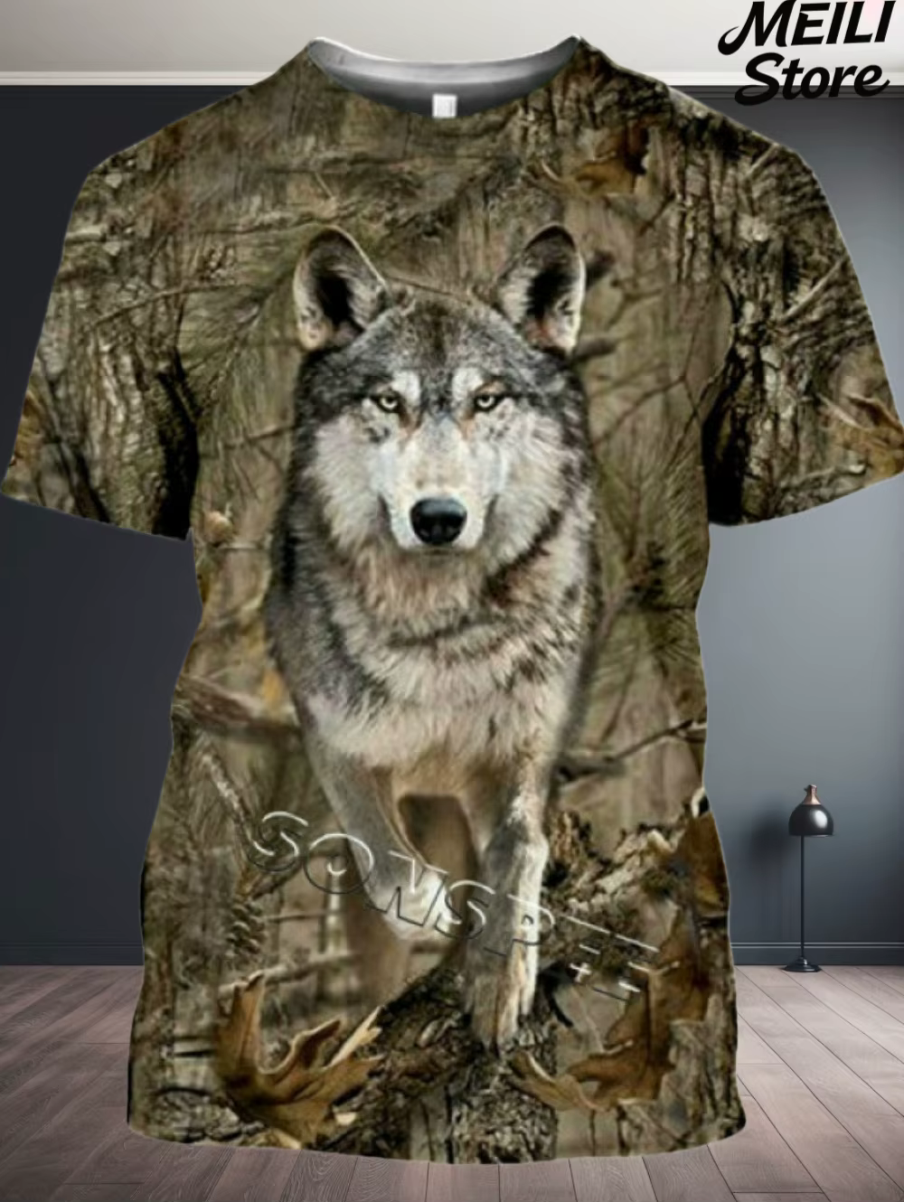 Nouveau T-Shirt homme chasse Animal impression 3D été Camouflage à manches courtes drôle hauts décontracté quotidien en plein air rue vêtements pour hommes