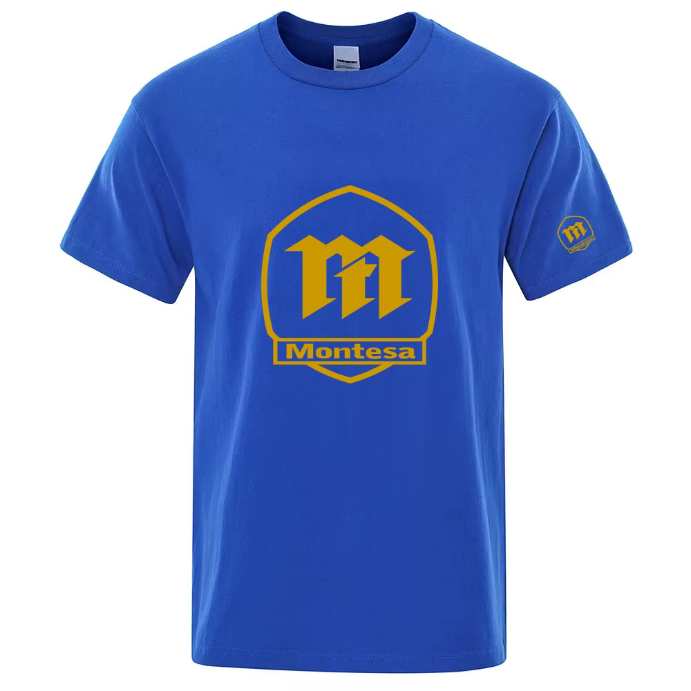 Montesa Espana motos marque 100% pur coton été haut de gamme hommes à manches courtes col rond à la mode respirant T-shirt