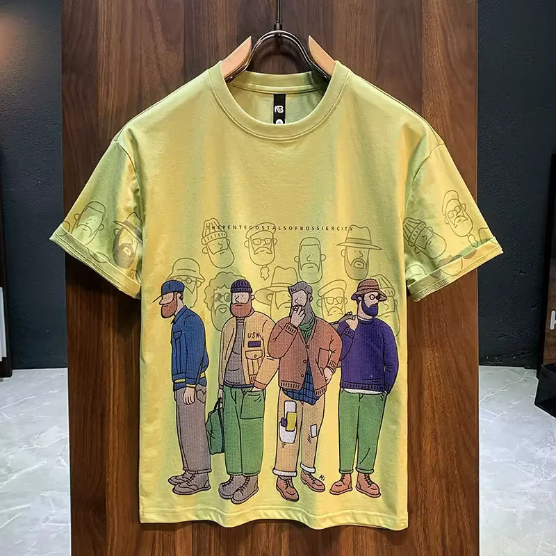 T-shirt vert Kpop pour hommes