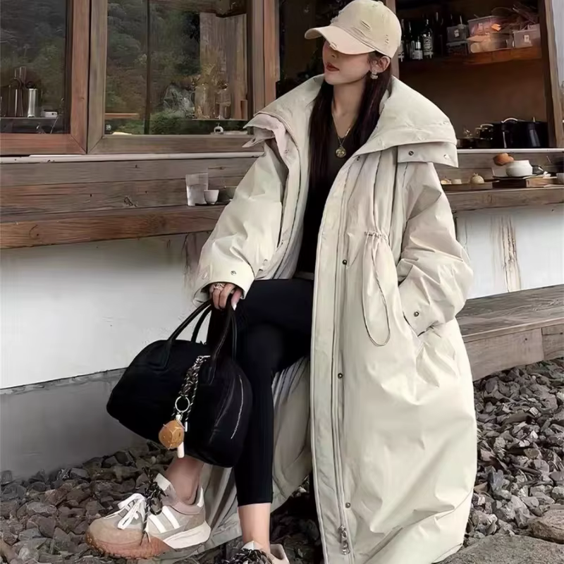 Doudoune courte et longue pour femmes, veste chaude optique à capuche avec wstring de proximité, paresseux et luxueux, nouveau style hiver 2024