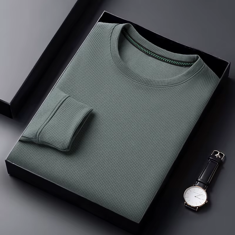 T-shirt décontracté pour homme à col rond en tissu gaufré
