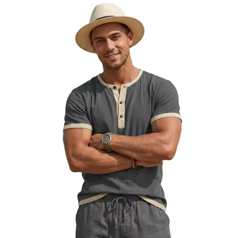 Chemise Henley d'été pour hommes