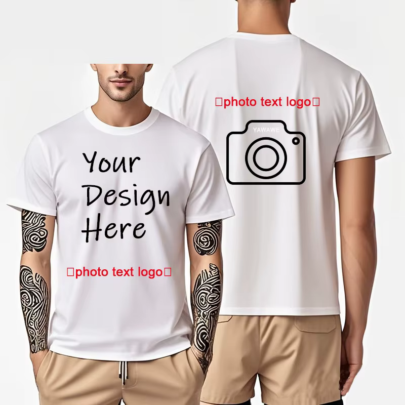 T-Shirt pour hommes, imprimé avant et arrière personnalisé